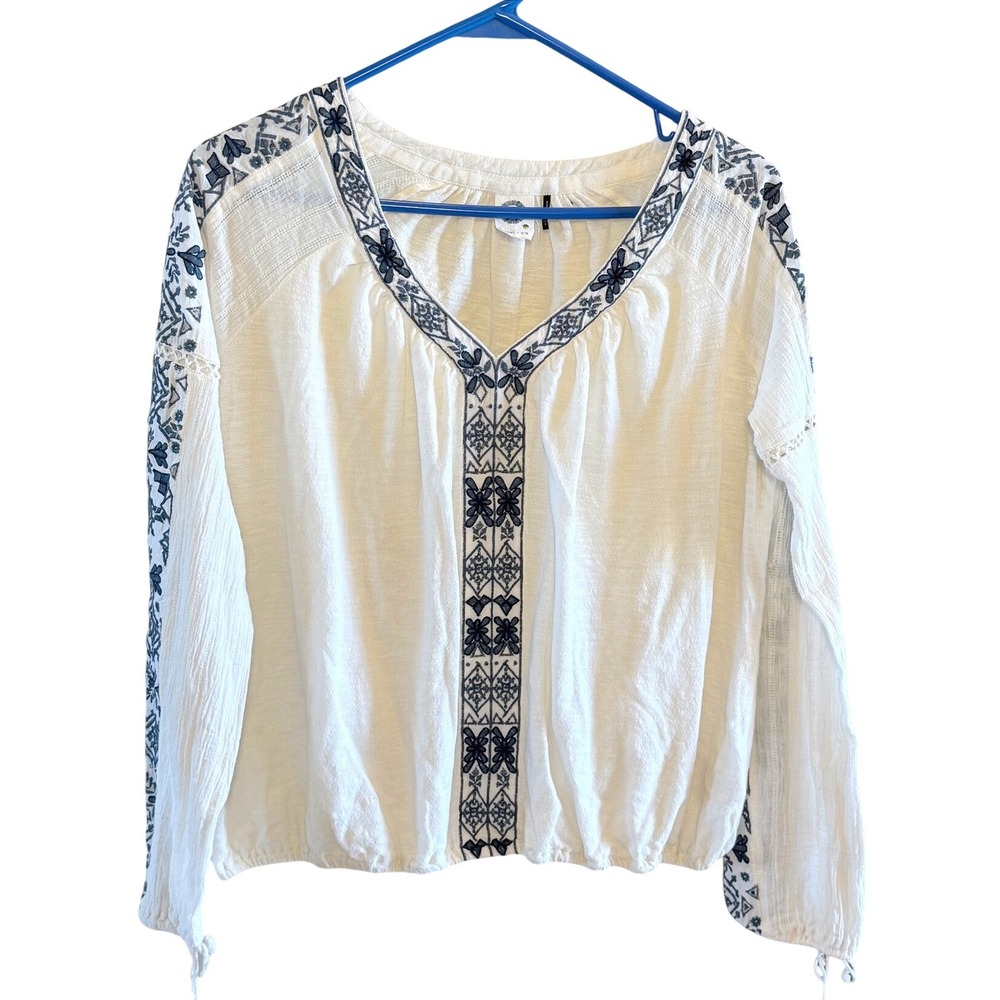 Anthropologie *flaws* Akemi Kin Size Small Embroidered Eyelet Cream Boho